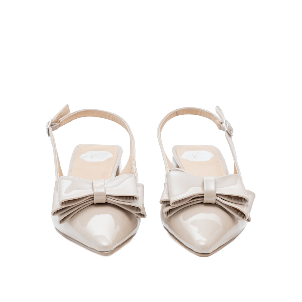 Zapatilla Mujer Charol Clay Punta Fina Con Moño  Tacón Bajo 7-6902